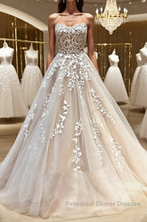 Backless Champagne Lace Wedding Dresses, Backless Champagne Lace Formal Semi Formal Prom Dresses Evening Dresses